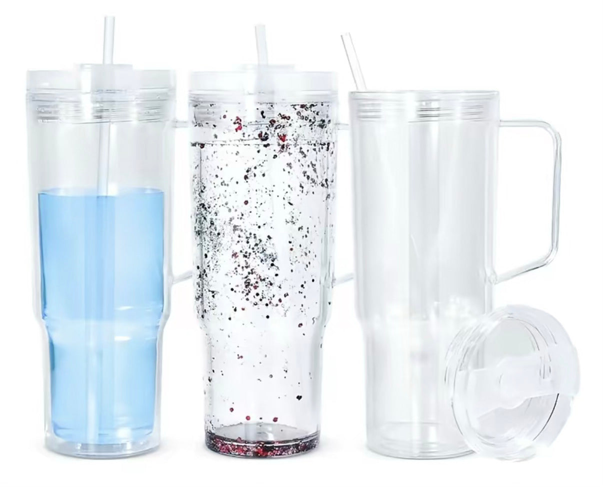 40oz Acrylic Snow Globe Tumbler (with Handle)